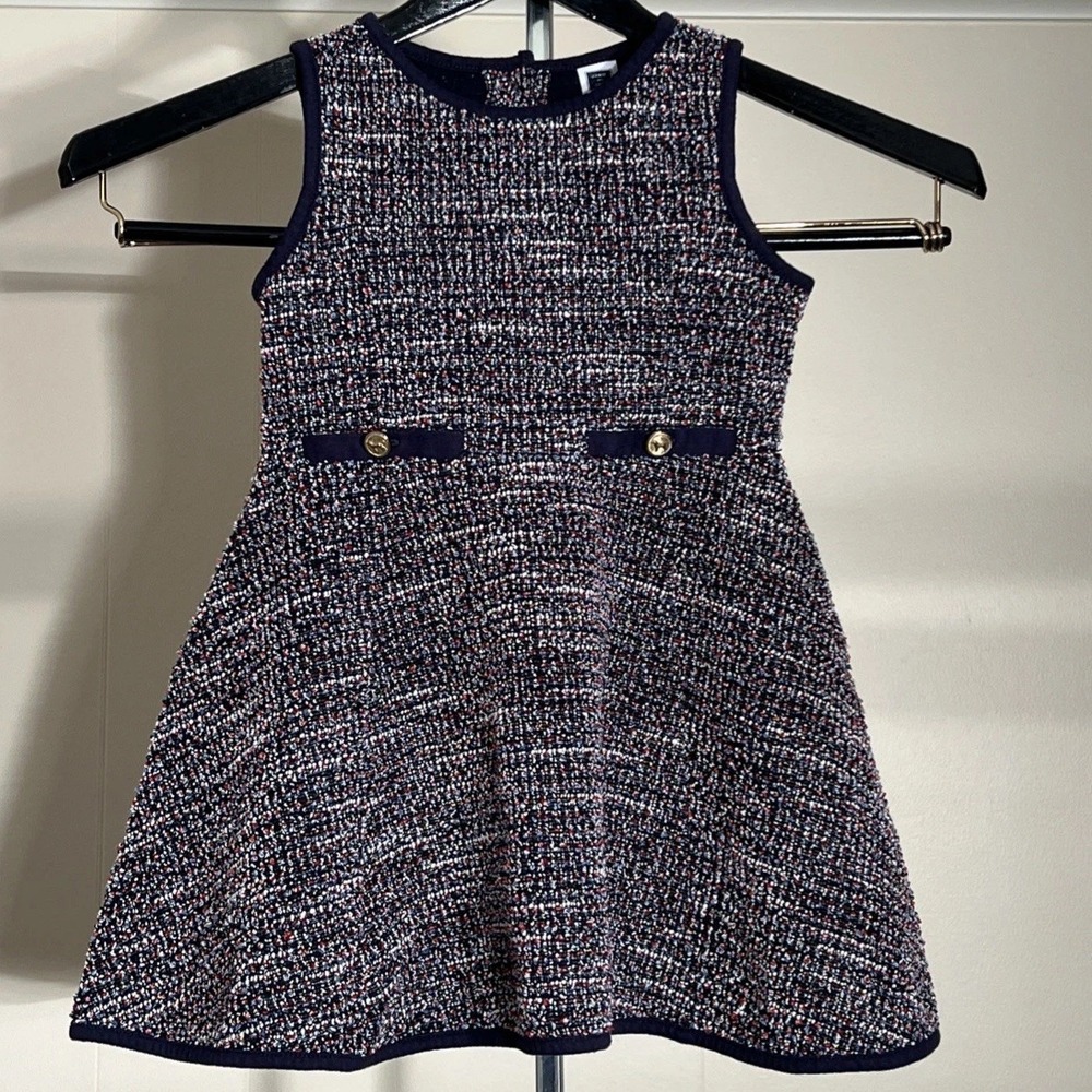 Janie and Jack Girls Navy Blue and Red Tweed‎ Dress Jumper 2T
